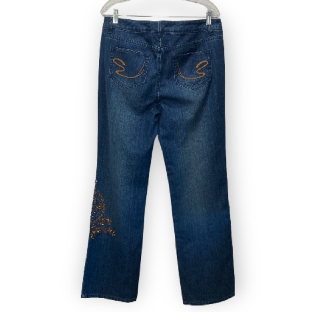 STUDIO BY LIZ CLAIBORN Jeans Embellishmentd Rhinestone Embroidery Straig…